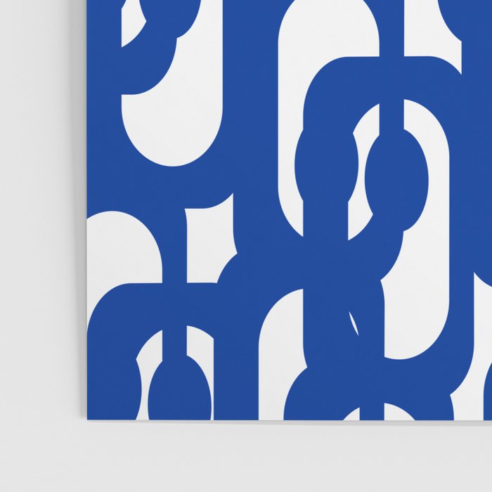 Bright Blue and White Mid-century Modern Loop Pattern  Poster Gallery Image 3