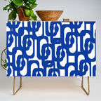 Bright Blue and White Mid-century Modern Loop Pattern  Credenza Gallery Image 1