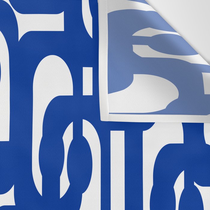 Bright Blue and White Mid-century Modern Loop Pattern  Wall Tapestry Gallery Image 3