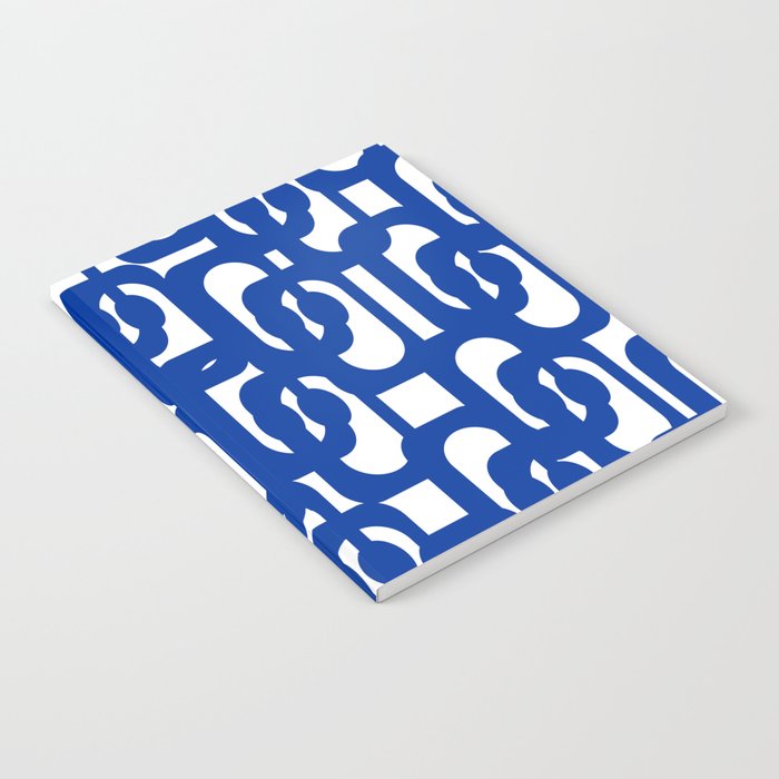 Bright Blue and White Mid-century Modern Loop Pattern  Notebook Gallery Image 2