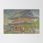 Rain in Higashi-Honganji Temple, Kyoto Asano Takeji Japanese Woodblock Print Rug Gallery Image 2