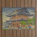 Rain in Higashi-Honganji Temple, Kyoto Asano Takeji Japanese Woodblock Print Outdoor Rug Gallery Image 1