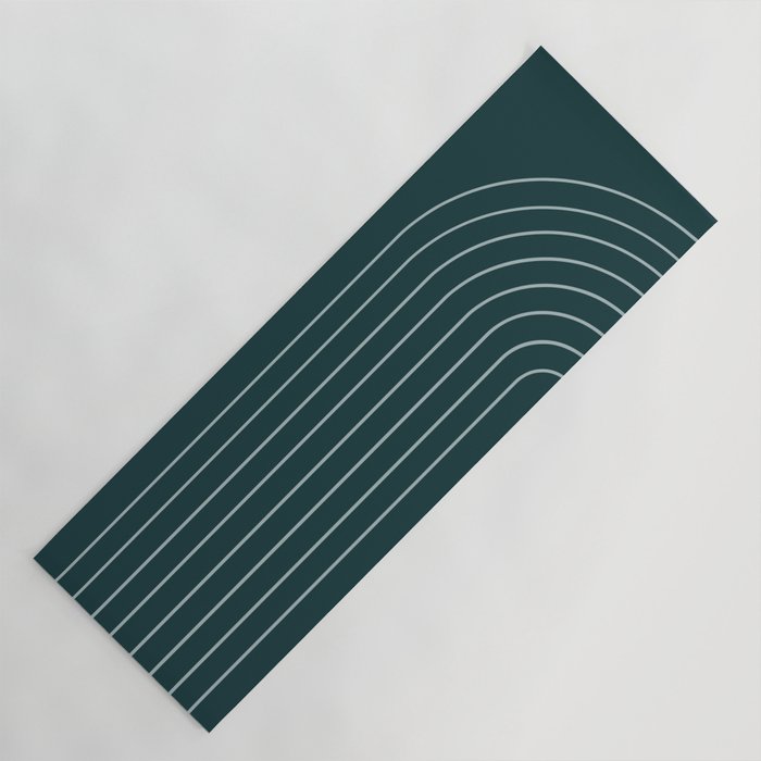 Minimal Arch XXXVIII Dark Teal Green Modern Geometric Lines Yoga Mat Gallery Image 1