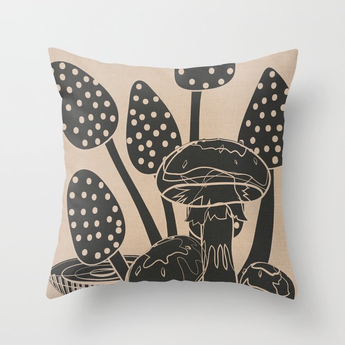 Abstract Mushrooms 6 Throw Pillow Gallery Image 1