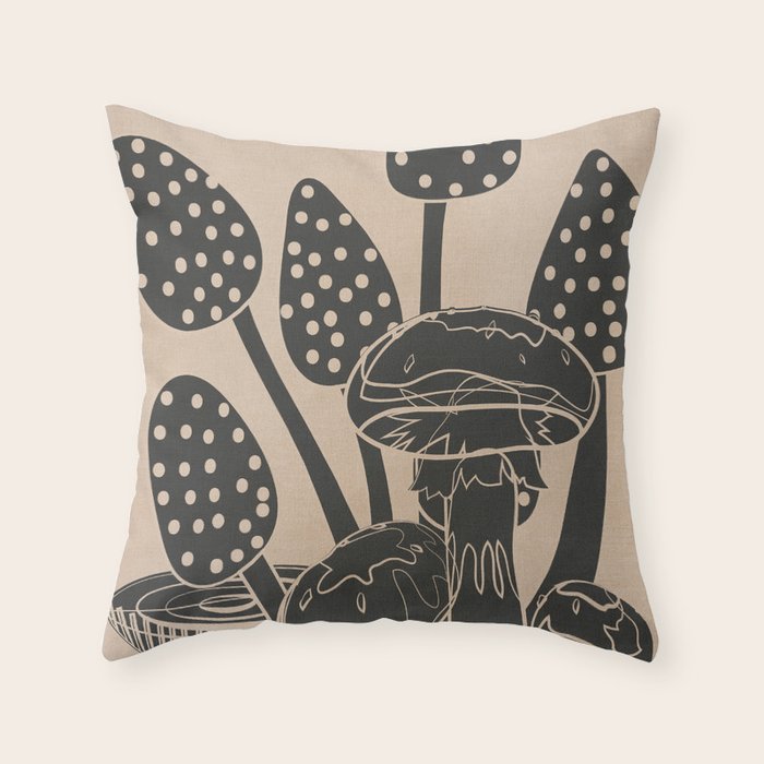 Abstract Mushrooms 6 Throw Pillow Gallery Image 1