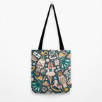 Nutcracker ballet gingerbread delicious biscuits // nile blue background beige forest and pine green sweet Christmas cookies Tote Bag Gallery Image 2