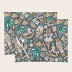 Nutcracker ballet gingerbread delicious biscuits // nile blue background beige forest and pine green sweet Christmas cookies Placemat Gallery Image 1
