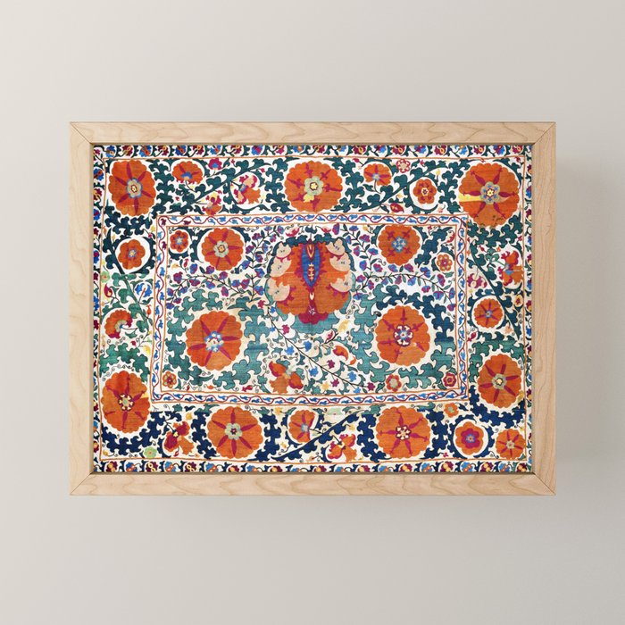 Shakhrisyabz Suzani Uzbekistan Antique Embroidery Print Mini Art Print Gallery Image 1