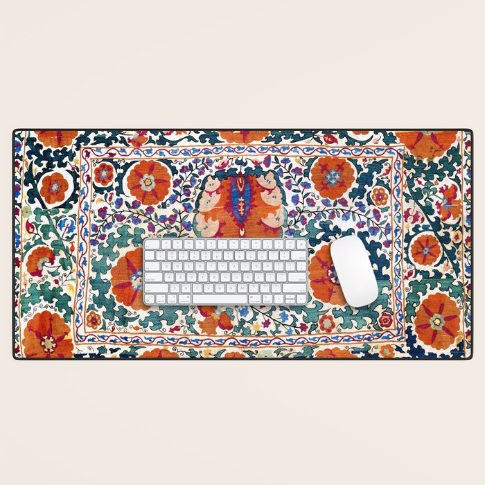 Shakhrisyabz Suzani Uzbekistan Antique Embroidery Print Desk Mat Gallery Image 1