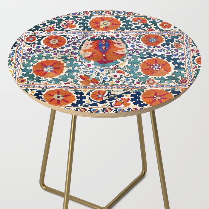 Shakhrisyabz Suzani Uzbekistan Antique Embroidery Print Side Table Gallery Image 2