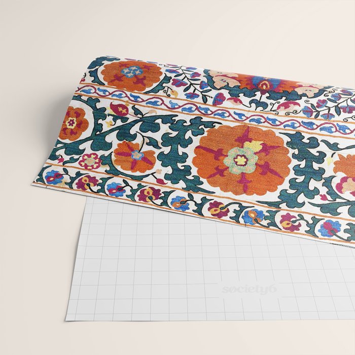Shakhrisyabz Suzani Uzbekistan Antique Embroidery Print Wrapping Paper Gallery Image 2