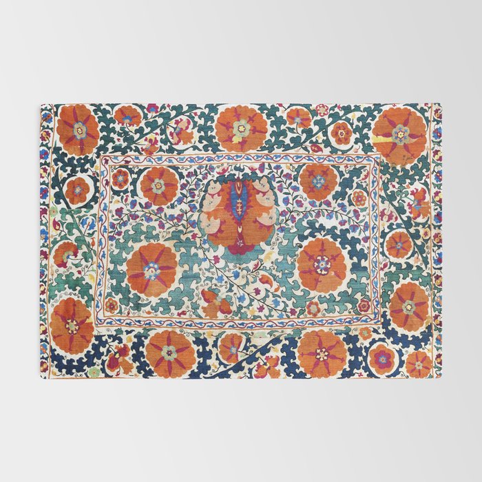 Shakhrisyabz Suzani Uzbekistan Antique Embroidery Print Rug Gallery Image 2