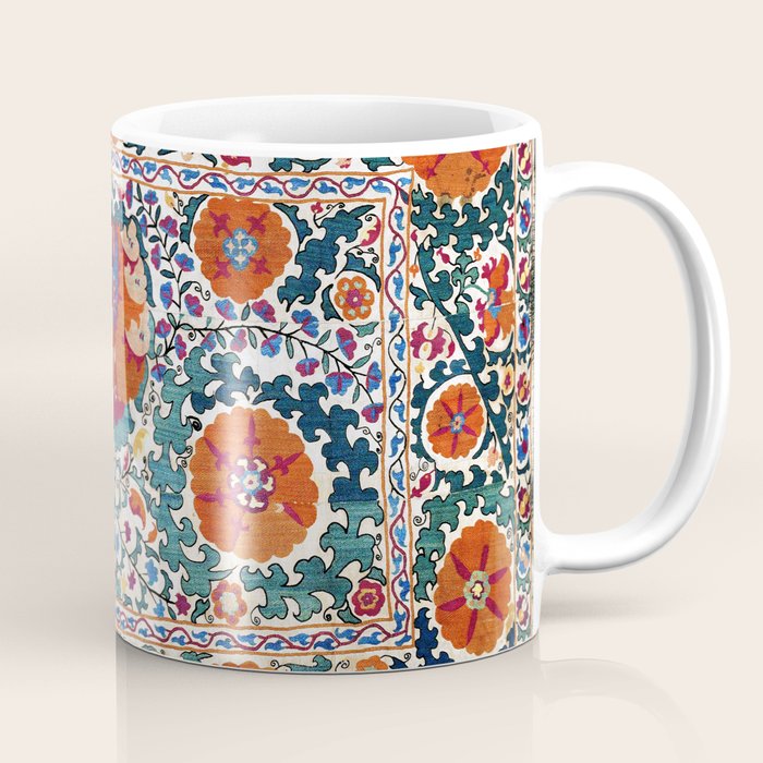 Shakhrisyabz Suzani Uzbekistan Antique Embroidery Print Coffee Mug Gallery Image 1