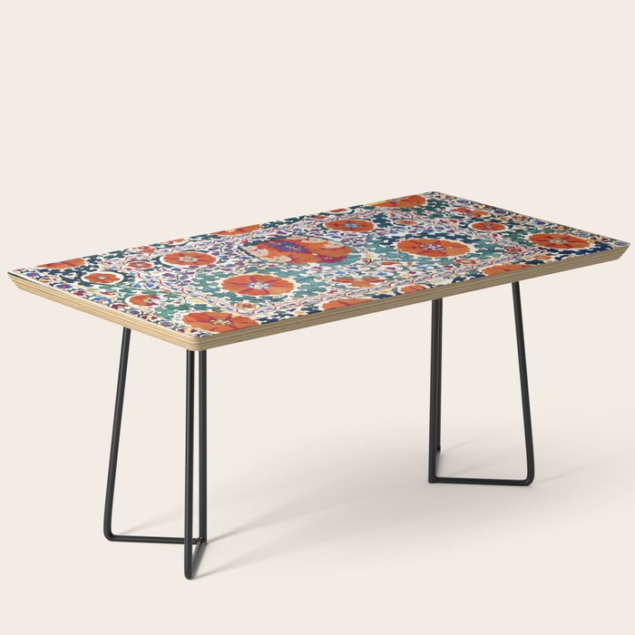 Shakhrisyabz Suzani Uzbekistan Antique Embroidery Print Coffee Table Gallery Image 1