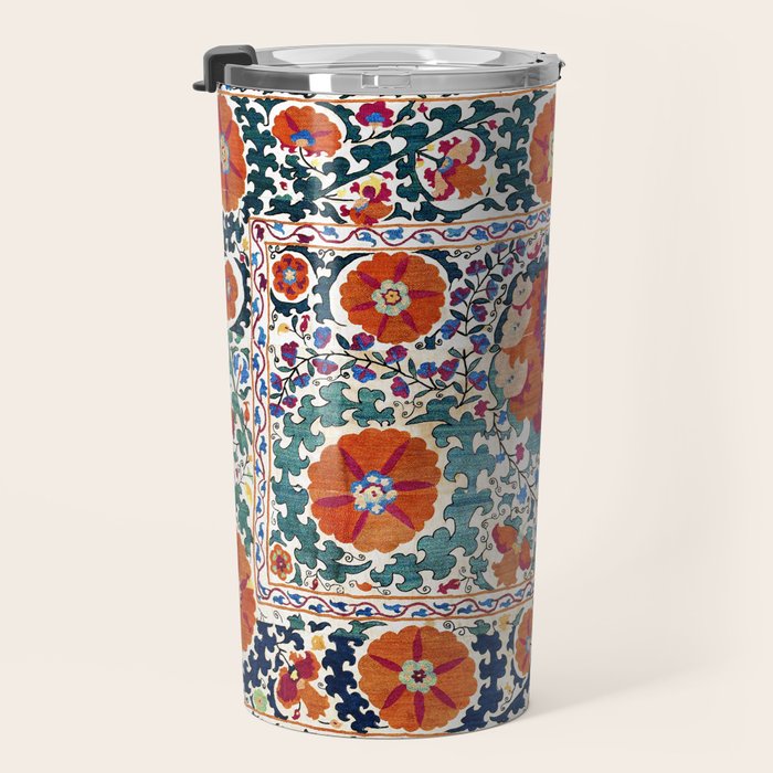 Shakhrisyabz Suzani Uzbekistan Antique Embroidery Print Travel Mug Gallery Image 3
