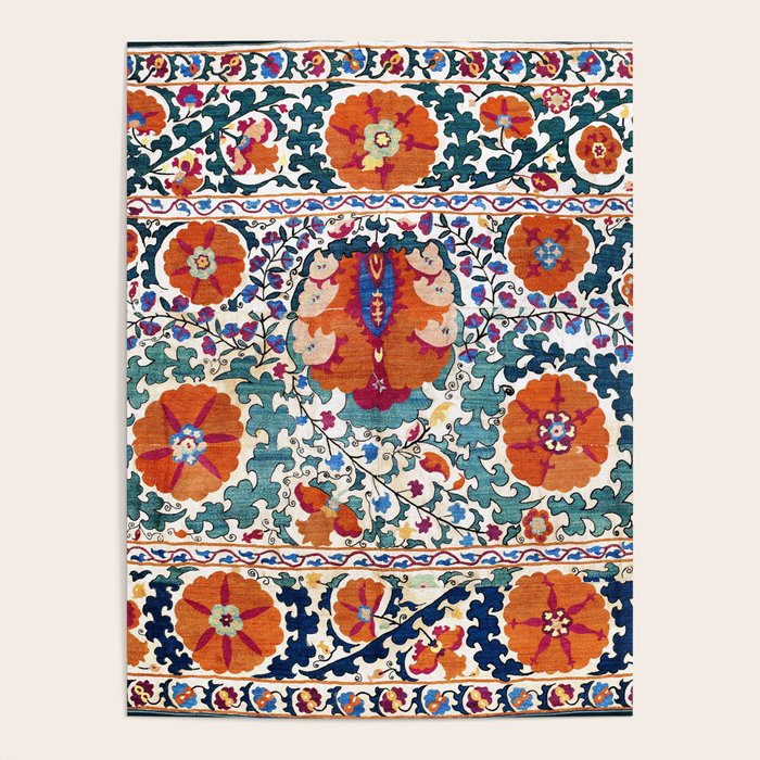 Shakhrisyabz Suzani Uzbekistan Antique Embroidery Print Poster Gallery Image 1