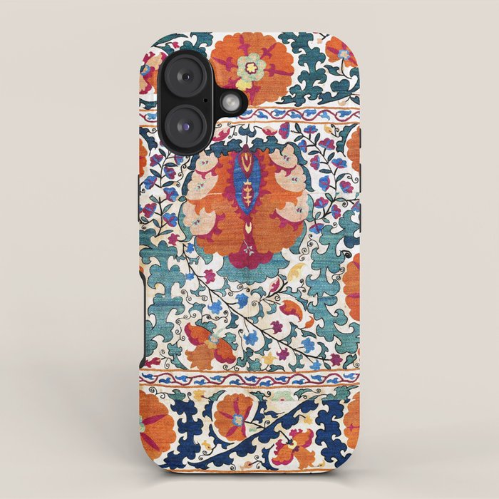 Shakhrisyabz Suzani Uzbekistan Antique Embroidery Print iPhone Case Gallery Image 1