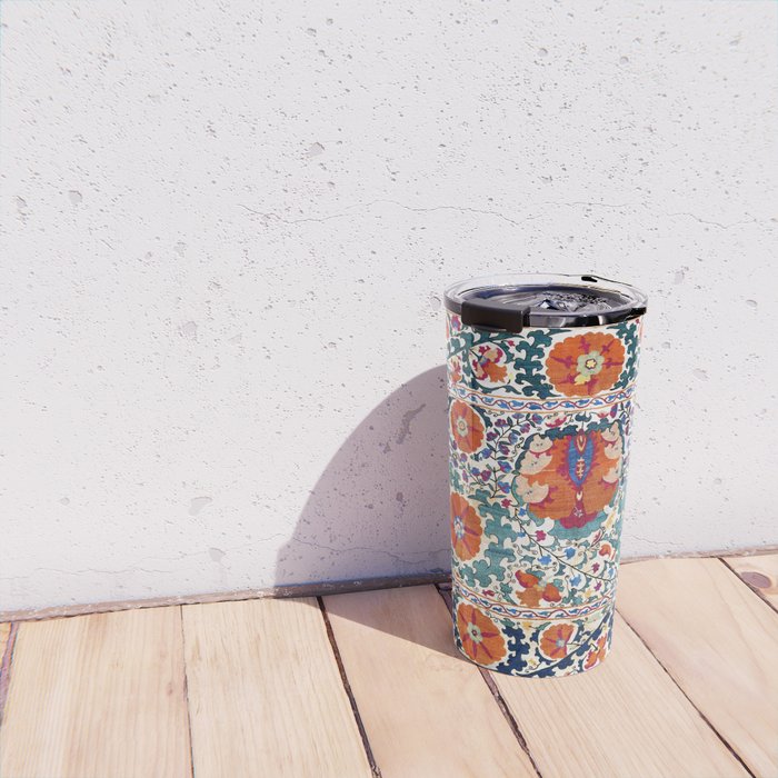 Shakhrisyabz Suzani Uzbekistan Antique Embroidery Print Travel Mug Gallery Image 4