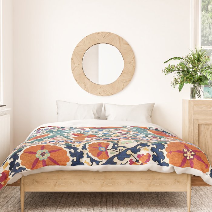 Shakhrisyabz Suzani Uzbekistan Antique Embroidery Print Duvet Cover Gallery Image 3