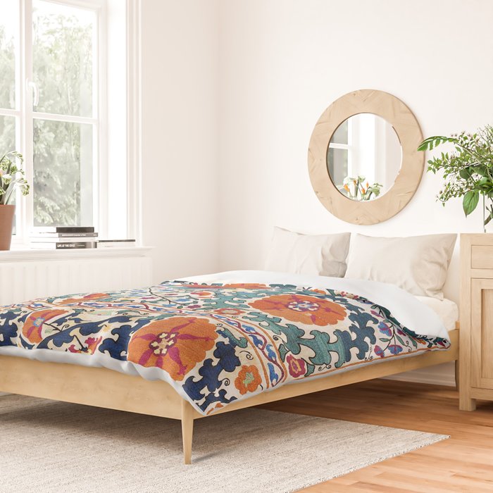 Shakhrisyabz Suzani Uzbekistan Antique Embroidery Print Duvet Cover Gallery Image 2