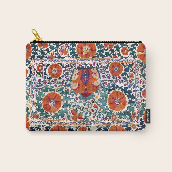 Shakhrisyabz Suzani Uzbekistan Antique Embroidery Print Carry All Pouch Gallery Image 1
