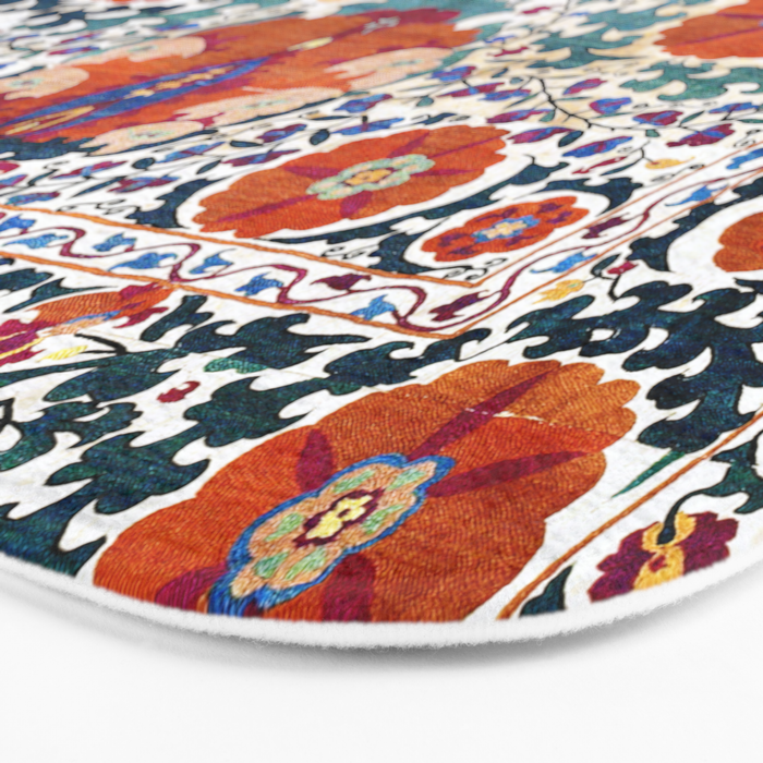 Shakhrisyabz Suzani Uzbekistan Antique Embroidery Print Bath Mat Gallery Image 3