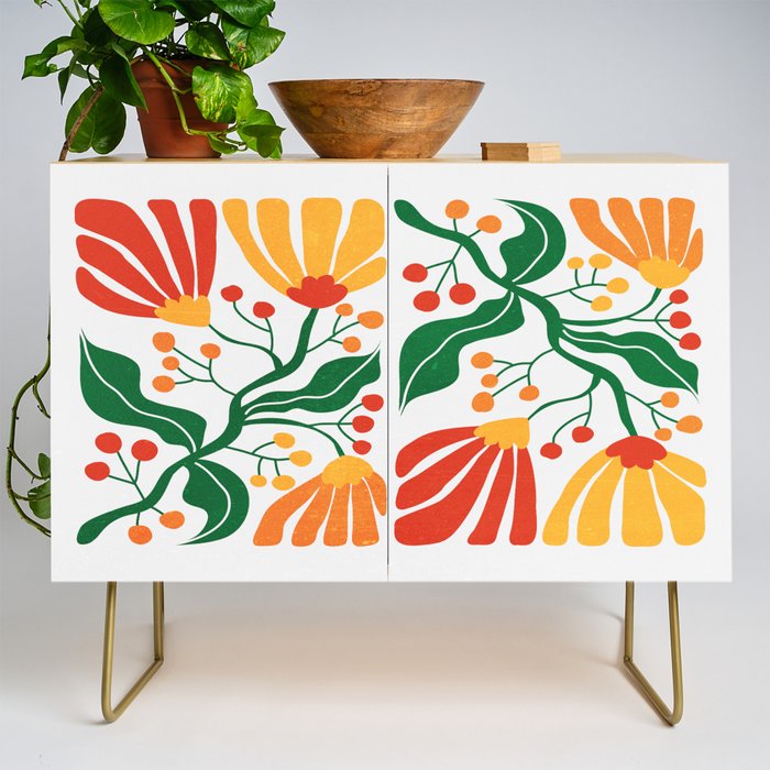 Cinnabar & Supernova: Les Fleurs | Flower Market 03 Credenza Gallery Image 1
