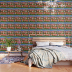 African American Masterpiece 'Six Figures Picking Cotton' folk art painting by Clementine Hunter Wallpaper Gallery Image 3