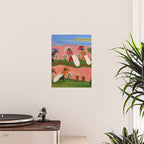 African American Masterpiece 'Six Figures Picking Cotton' folk art painting by Clementine Hunter Poster Gallery Image 2