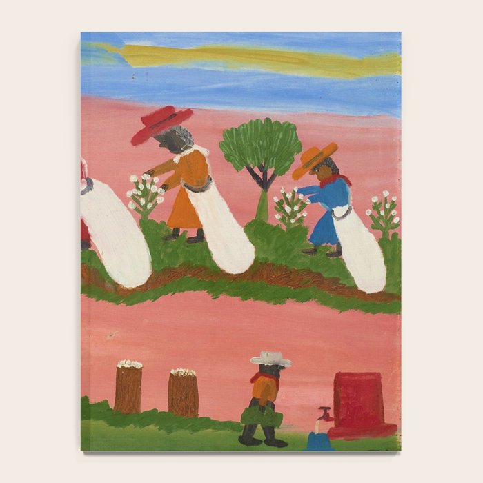 African American Masterpiece 'Six Figures Picking Cotton' folk art painting by Clementine Hunter Notebook Gallery Image 4