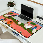 African American Masterpiece 'Six Figures Picking Cotton' folk art painting by Clementine Hunter Desk Mat Gallery Image 2