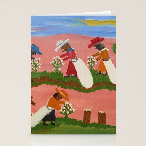 African American Masterpiece 'Six Figures Picking Cotton' folk art painting by Clementine Hunter Stationery Card Gallery Image 2