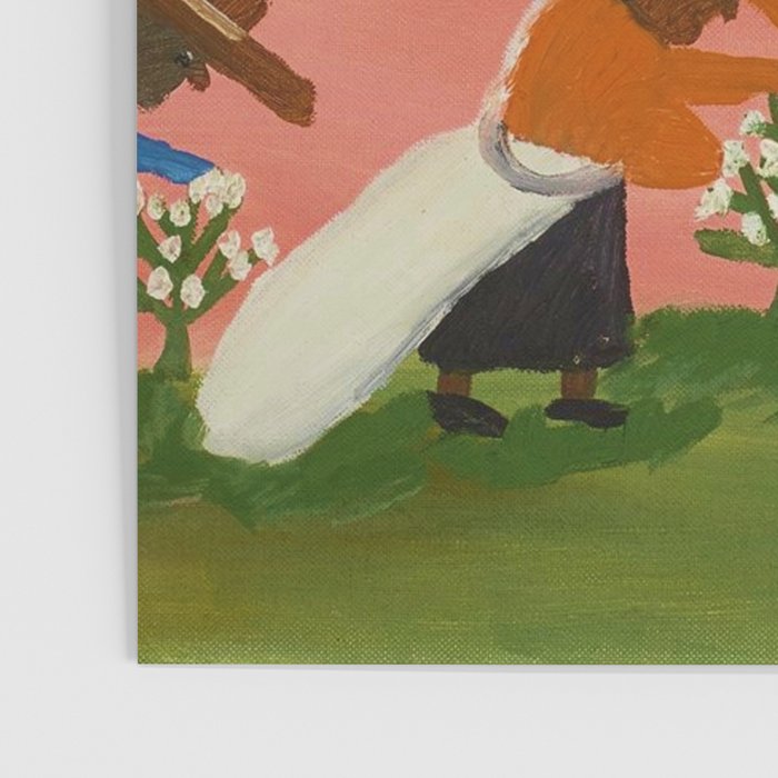 African American Masterpiece 'Six Figures Picking Cotton' folk art painting by Clementine Hunter Poster Gallery Image 3