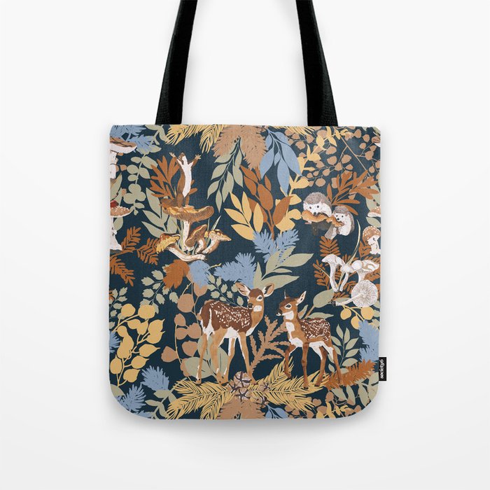 Colorful Dark Forest Animals B Tote Bag Gallery Image 1