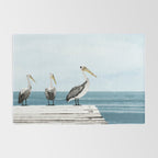 Pelicans on a Pier Watercolor Illustration Rug Gallery Image 2