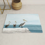 Pelicans on a Pier Watercolor Illustration Rug Gallery Image 1