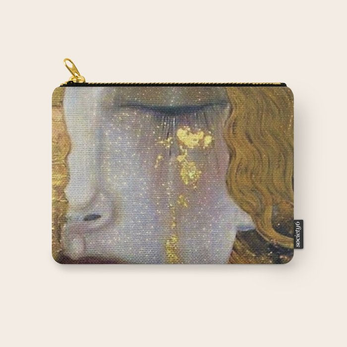 Freya's Tears - Starry Night (Golden Tears) portrait painting by Gustav Klimt Carry All Pouch Gallery Image 1