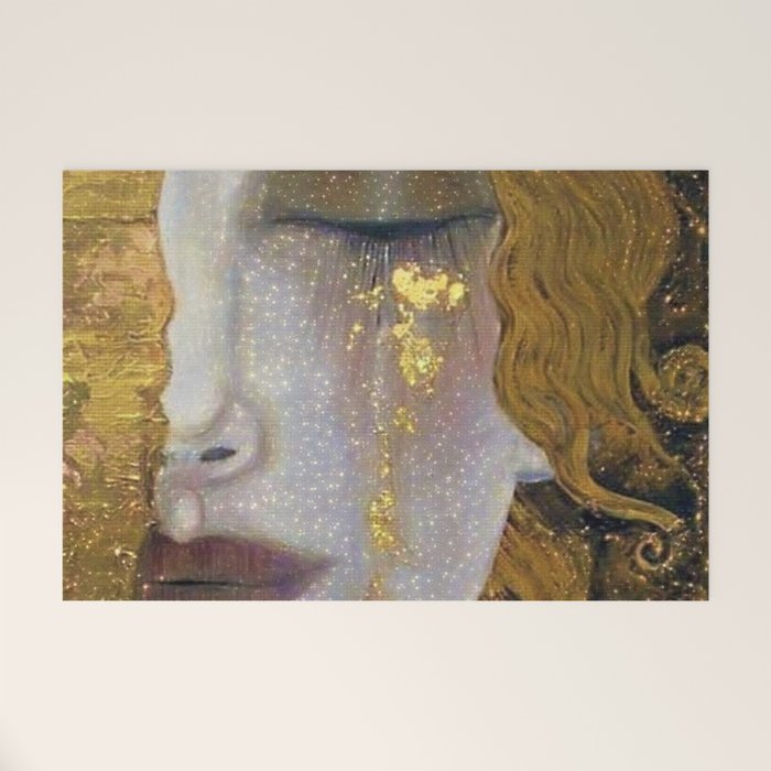 Freya's Tears - Starry Night (Golden Tears) portrait painting by Gustav Klimt Welcome Mat Gallery Image 1