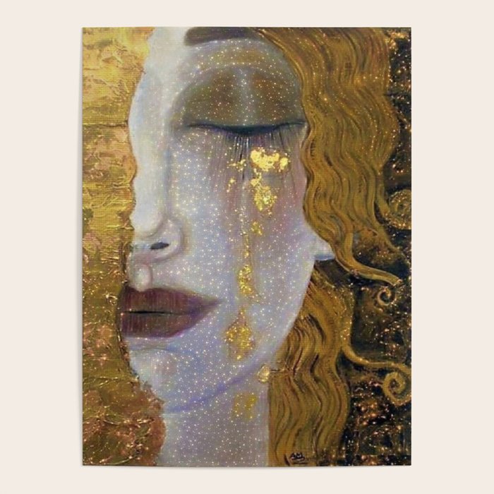 Freya's Tears - Starry Night (Golden Tears) portrait painting by Gustav Klimt Poster Gallery Image 4