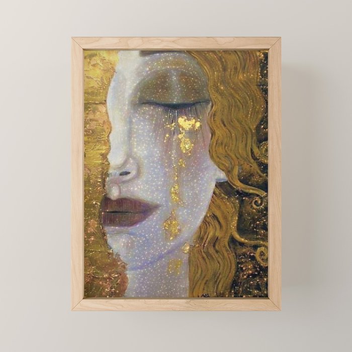 Freya's Tears - Starry Night (Golden Tears) portrait painting by Gustav Klimt Mini Art Print Gallery Image 1