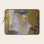 Freya's Tears - Starry Night (Golden Tears) portrait painting by Gustav Klimt Laptop Sleeve Gallery Image 1