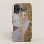 Freya's Tears - Starry Night (Golden Tears) portrait painting by Gustav Klimt iPhone Case Gallery Image 1