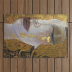 Freya's Tears - Starry Night (Golden Tears) portrait painting by Gustav Klimt Outdoor Rug Gallery Image 1