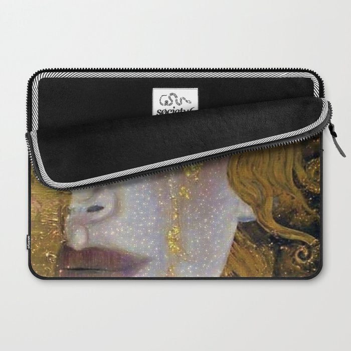 Freya's Tears - Starry Night (Golden Tears) portrait painting by Gustav Klimt Laptop Sleeve Gallery Image 2