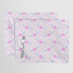 Pink love heart face checkered pattern Placemat Gallery Image 1