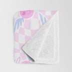 Pink love heart face checkered pattern Throw Blanket Gallery Image 3