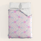 Pink love heart face checkered pattern Comforter Gallery Image 6