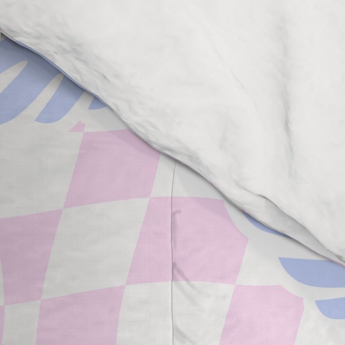 Pink love heart face checkered pattern Comforter Gallery Image 4