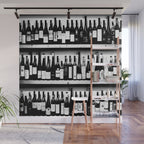Wine Bottles in Black And White #decor #society6 #buyart Wall Mural Gallery Image 1