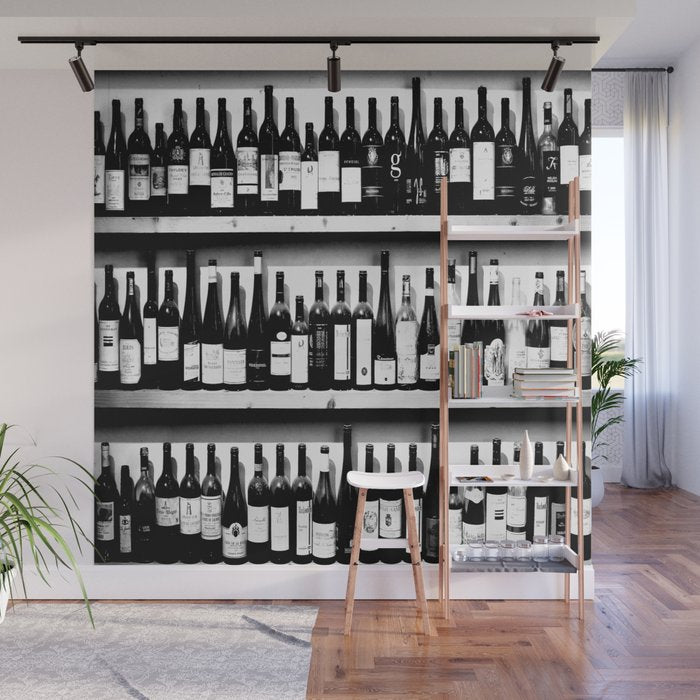Wine Bottles in Black And White #decor #society6 #buyart Wall Mural Gallery Image 1